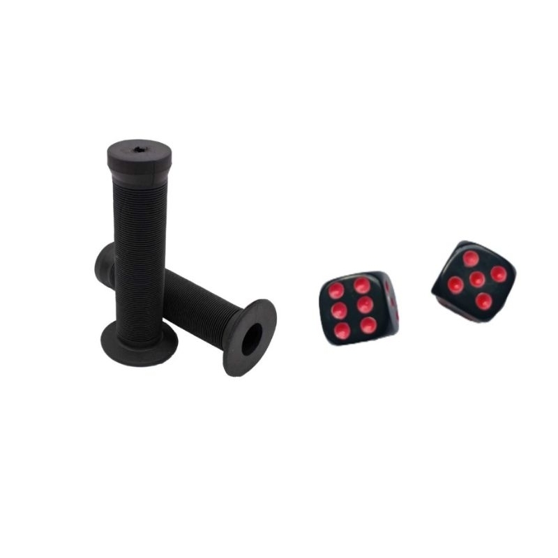 Manopla bmx GTA Tampa valvula dado preto vermelho