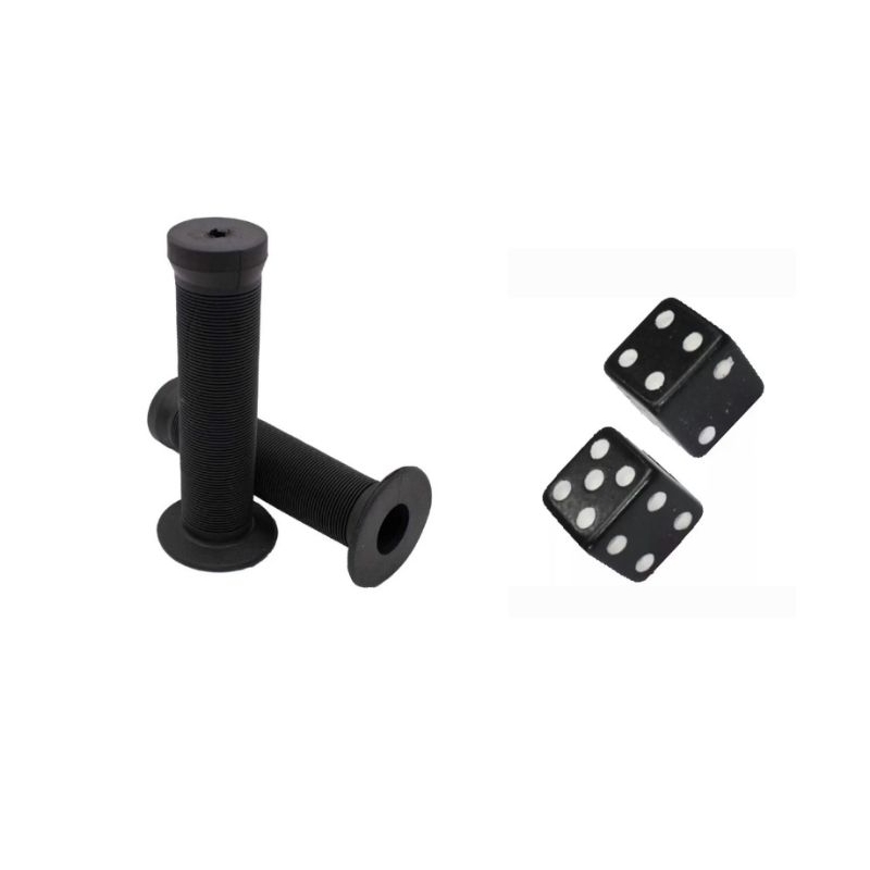Manopla punho bmx GTA tampa valvula dado preto