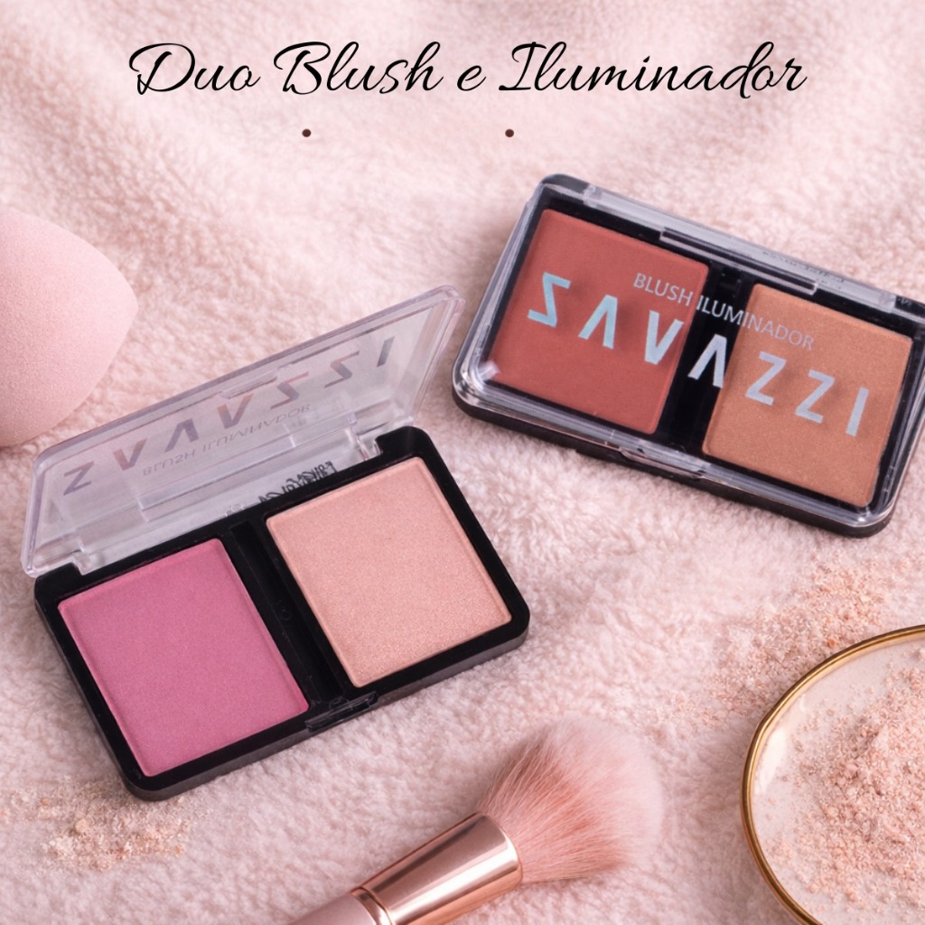 Duo Blush e Iluminador 7g Savazzi Makeup Cores  Versáteis Para Maquiagens Perfeitas em Oferta na Shopee