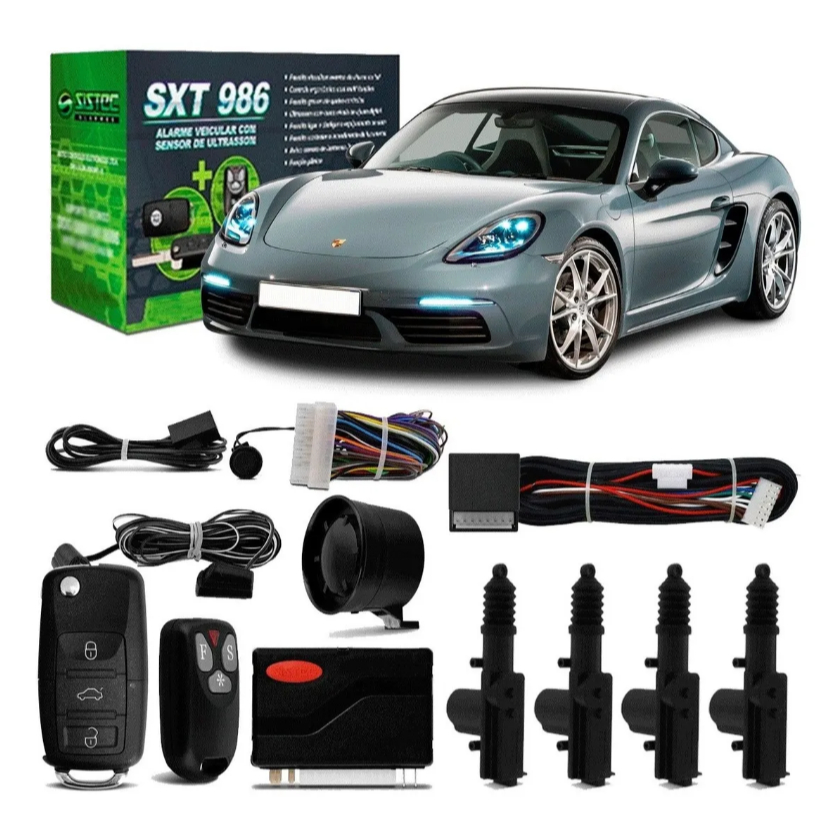 Alarme Automotivo Universal + Chave Canivete+ Trava 4 Portas