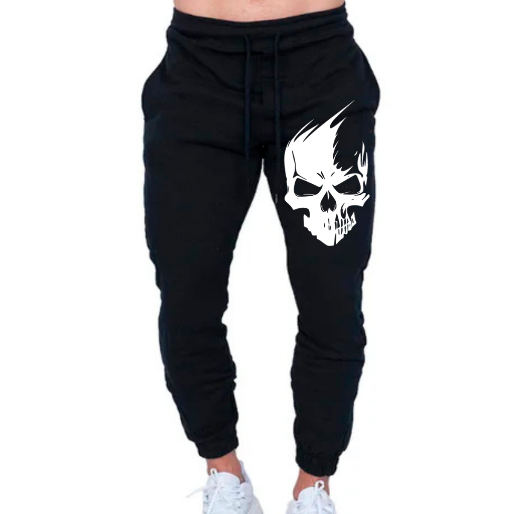 Calça de Moletom Abrigo Estampado Caveira Corte Justiceiro Punisher Top Calça Algodao Estilosa em Oferta na Shopee