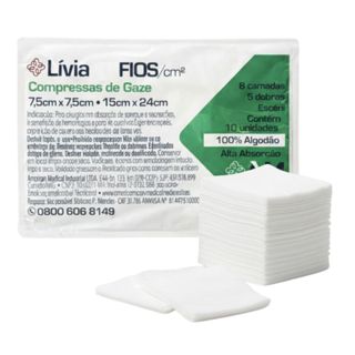 Kit até 500un Compressa de Gaze Estéril Hidrófila 13 Fios Lívia 7,5x7,5cm Marca Amed em Oferta na Shopee