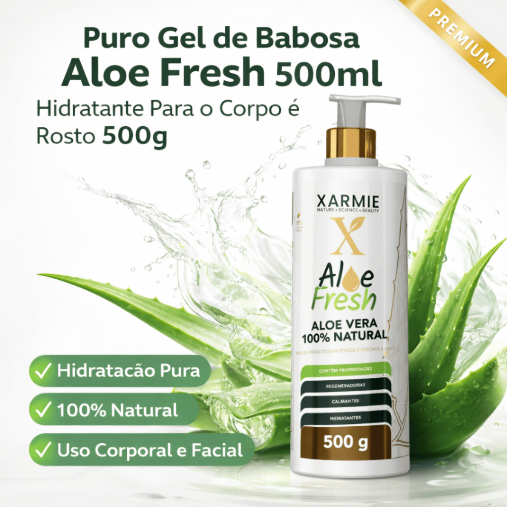 Puro Gel de Babosa Aloe Fresh 500ml Hidratante Para o Corpo e Rosto 500g