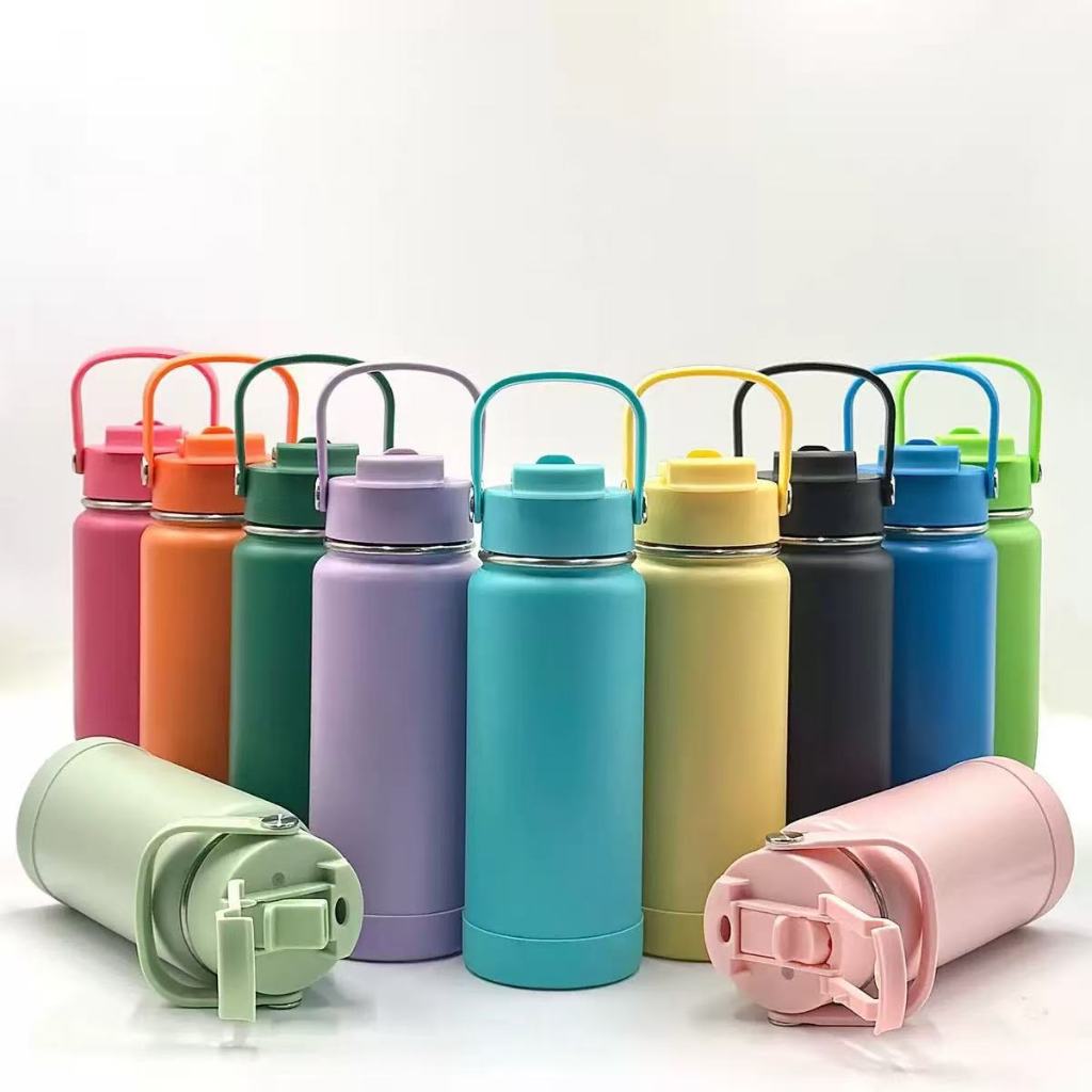 Garrafa térmica inox 350/600/800ml, bico duplo com capa protetora de silicone--new em Oferta na Shopee
