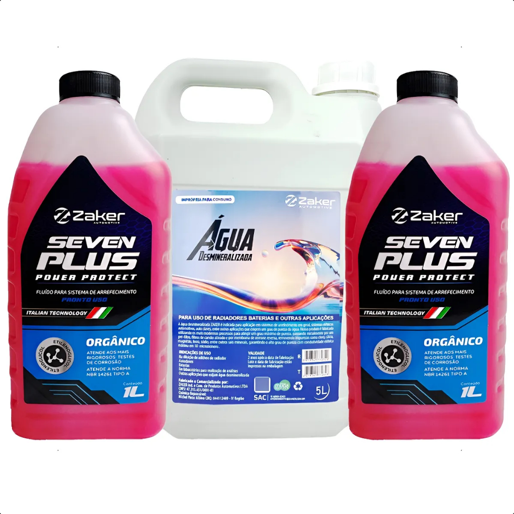 kIT 2 Aditivos Radiador Rosa Zaker E Água Desmineralizada 5l