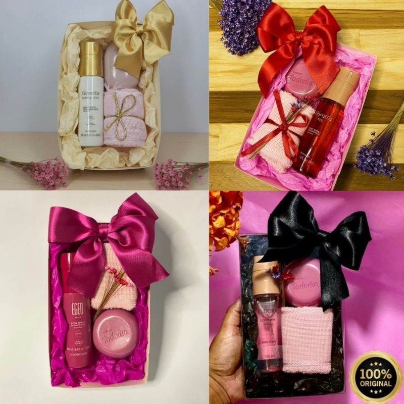 Kit Presente Feminino Body Spray + Sabonete + Toalhinha  Floratta / Eudora / Lyra/ La Victorie