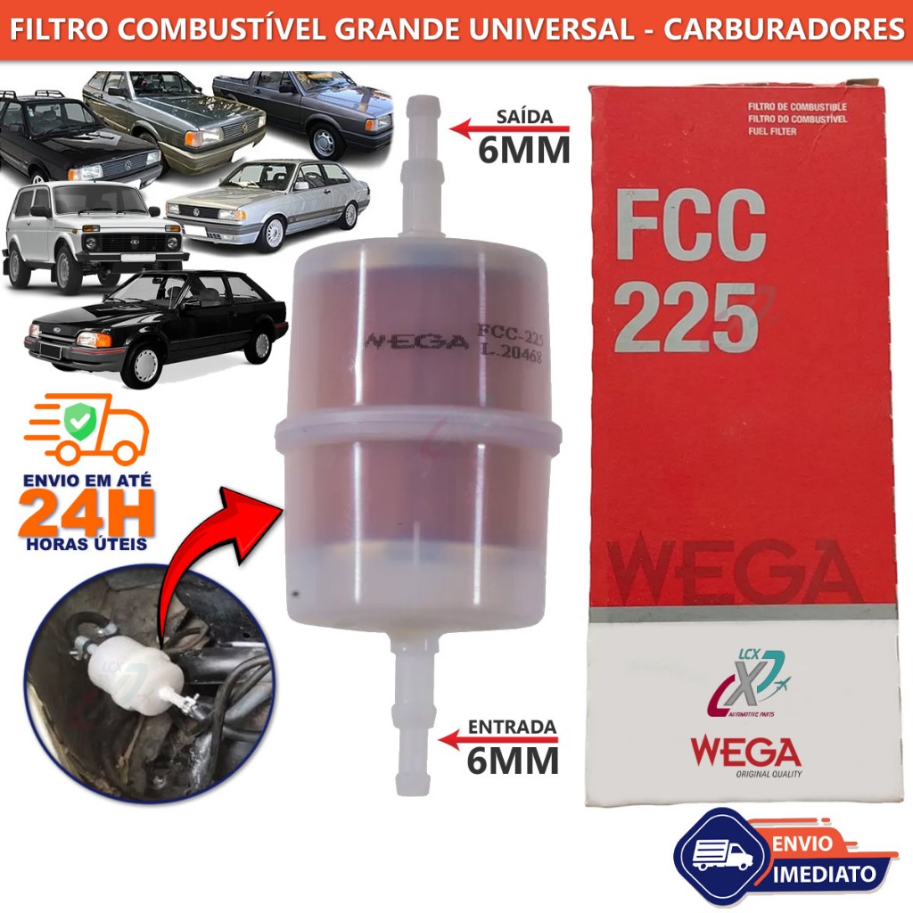 Filtro Combustível Grande Universal Carburador Gol Fusca Corcel Opala Chevette CHT APVW FIAT FORD GM