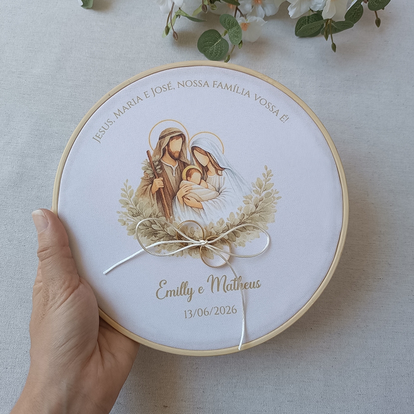Porta Aliança para Casamento Sagrada Família - Estampado em Oferta na Shopee