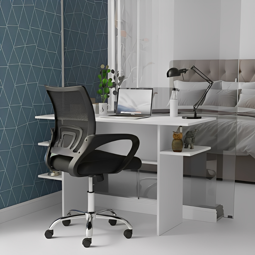 Kit Home Office Gamer Completo com Mesa Escrivaninha + Cadeira Mesh Ergonômica