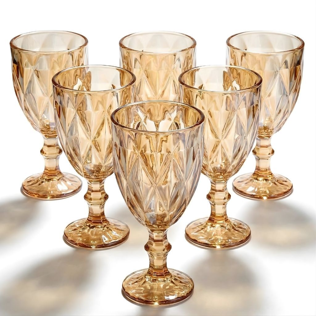 Jogo de 6 Taças de Vidro Diamond Transparente Ambar Furta Cor Verde Azul Fume Bico De Jaca 330ml em Oferta na Shopee