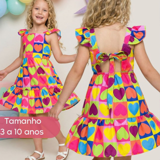 Vestido Infantil Menina Princesa Luxo Estampa Lançamento  COLORIDO em Oferta na Shopee