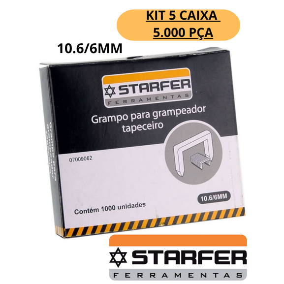 5000 pça Grampo para Grampeador Tapeçaria 10.6/6mm Starfer Resistente Ultra Qualidade