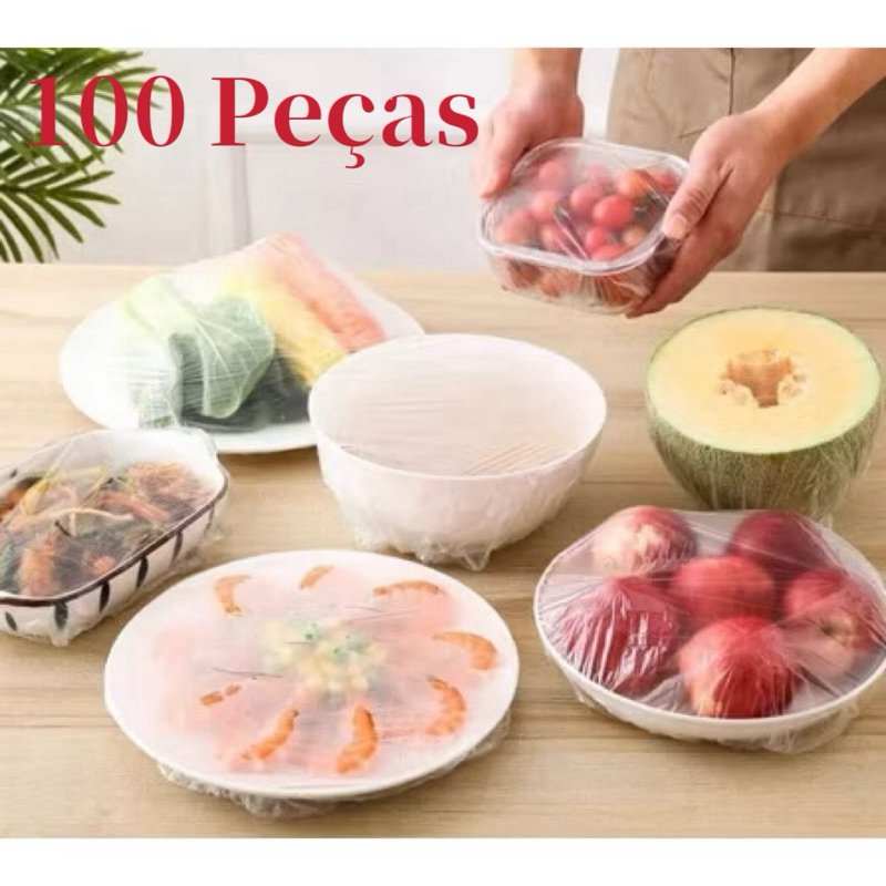 100Peças Capa protetor Transparente Plástico Descartável para Armazenamento de Alimentos Filme Plástico PE para Cozinha