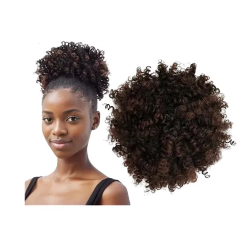 Aplique Sintético Afro Puff 89g Com Alça Regulável puff coque cacheado