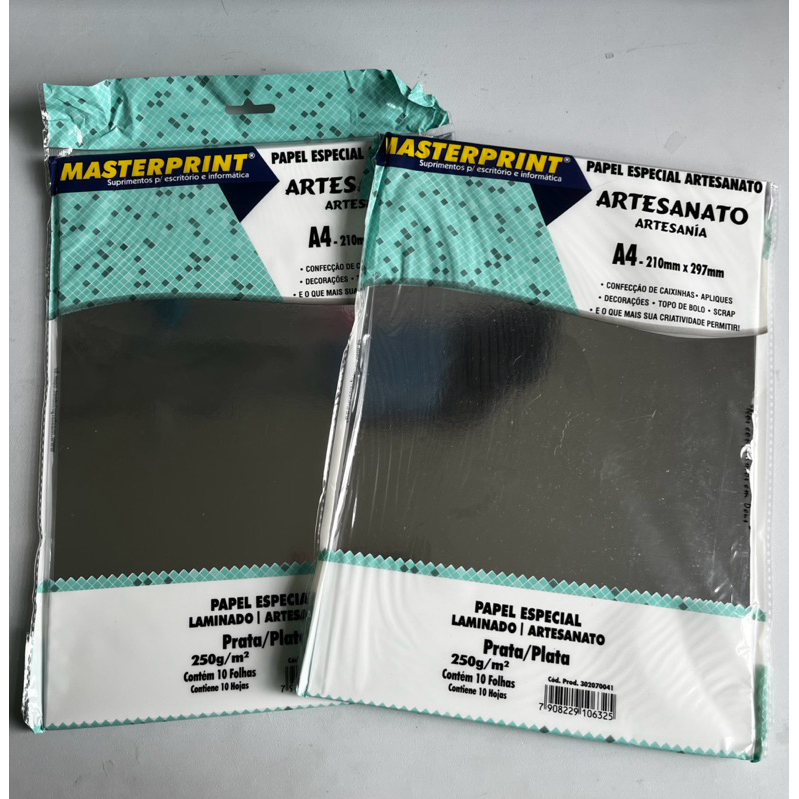 Papel Lamicote Laminado 250g A4 Masterprint | 20, 30 ou 50 Folhas | Papel Metalizado Artesanato