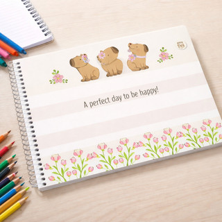 Caderno Cartografia Desenho Capivarinhas Espiral 60 Folhas Sortido Material Escolar Infantil Artes
