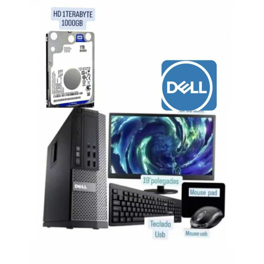 Computador Dell Core i5 HD 1TB(1000gb) 8GB monitor19' Pol + kit teclado mouse ***ENVIO IMEDIATO ***