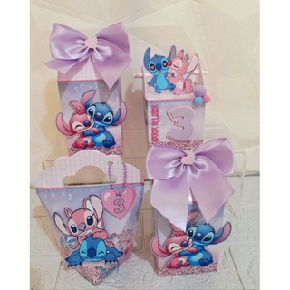 KIT CAIXAS PERSONALIZADAS STITCH ROSA E LILAS/ KIT LEMBRANCINHAS STICHT