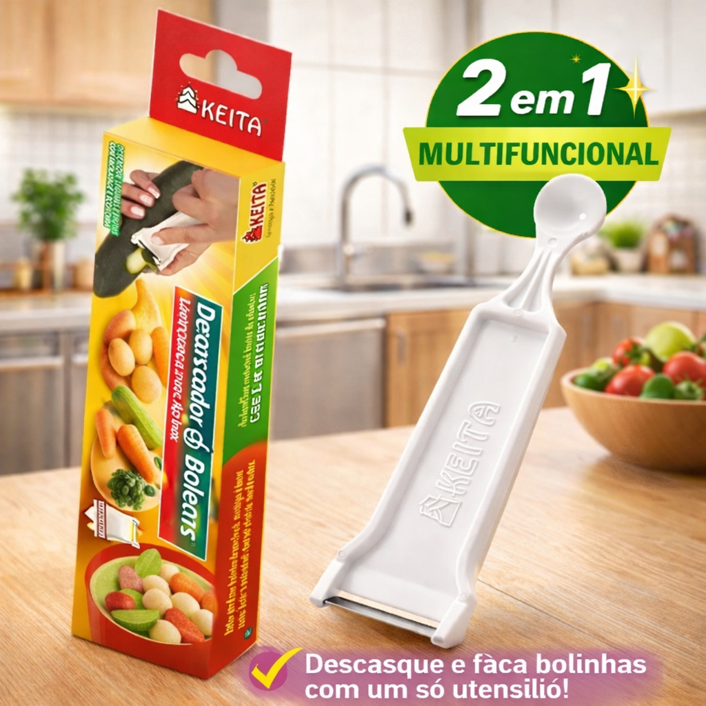 Descascador e Boleador 2 em 1 Keita Prático para Batata Frutas e Legumes Utensílio de Cozinha Branco