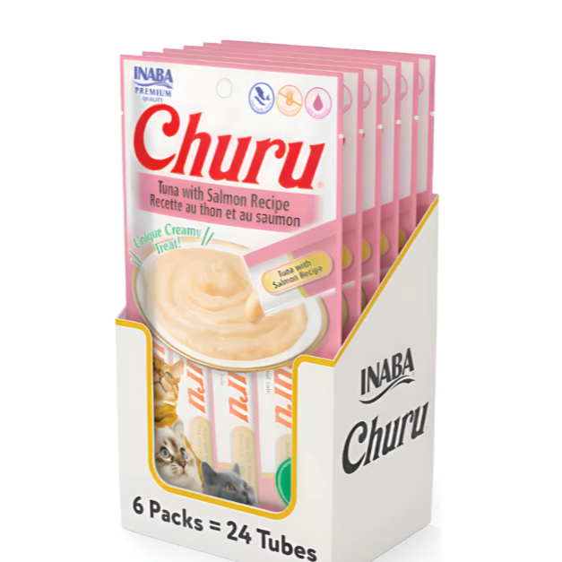 Kit 6 Unidades Churu - Gatos - Atum e Salmão (24 Sachês 14gr)