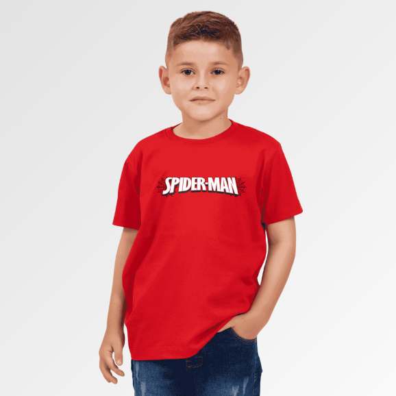 Camiseta Infantil Masculina de Algodão Estampa do Spider-man Manga Curta Algodão Confortável