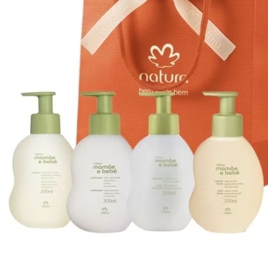 Kit Natura Mamãe e bebê shampoo Condicionador sabonete líquido hidratante