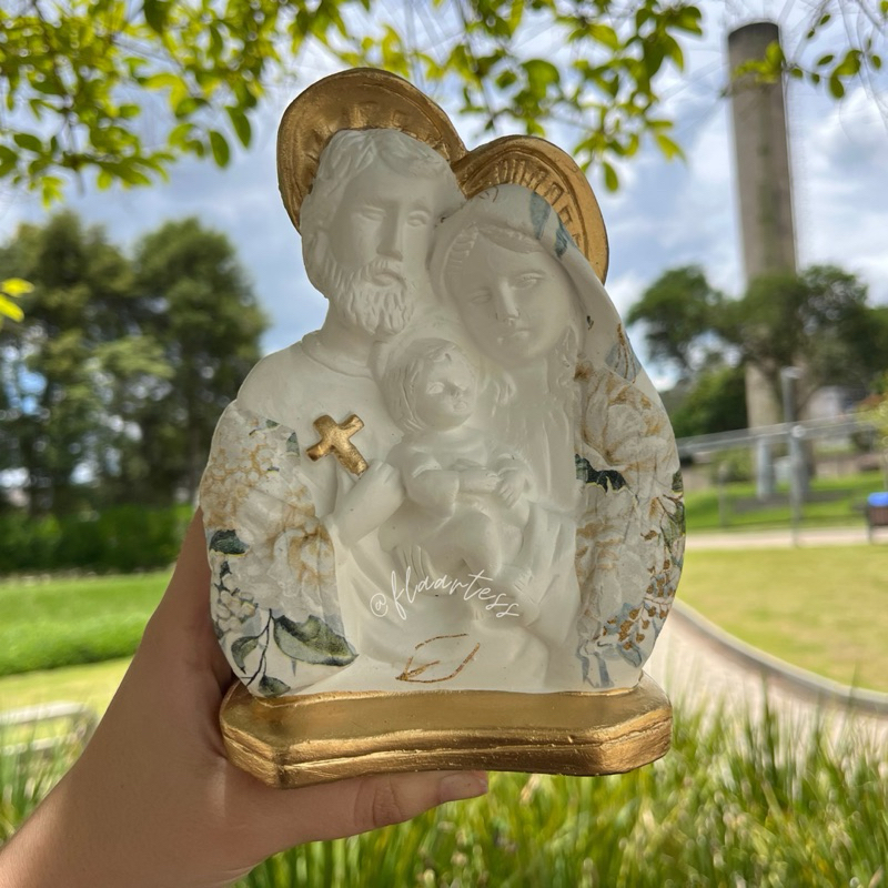 Sagrada Família Busto 17cm Decoupage Verde Super Delicada /Casamento/Batizado/ Decoração em Oferta na Shopee