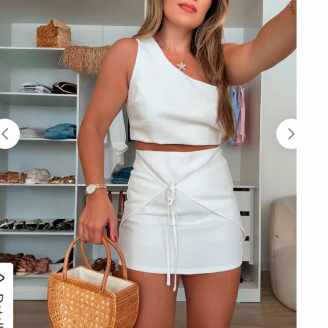 Conjunto Feminino  2 peças saia e cropped Nula manga em Oferta na Shopee