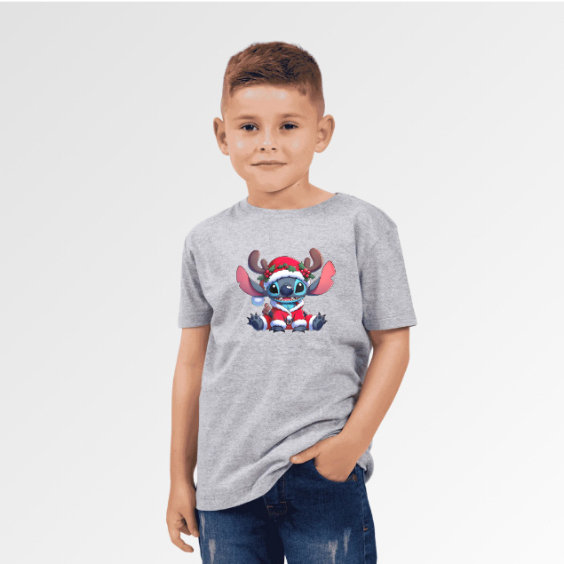 Camiseta Masculina de Algodão Estampa Stitch Disney Manga Curta Algodão Confortável Casual