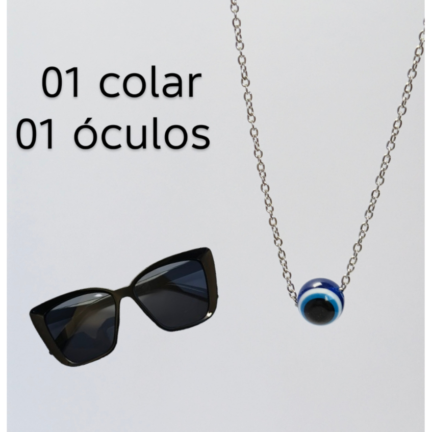Kit 1 Óculos 1 colar em Aço a Prova de Água