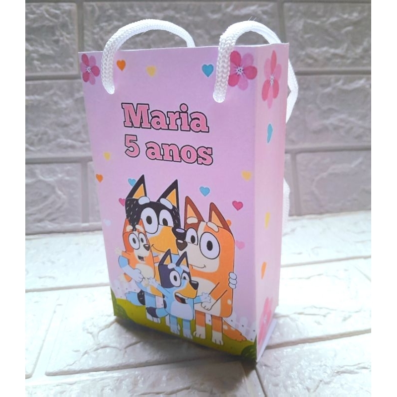 Sacolinha Surpresa Personalizada Lembrancinha Bluey Menina PEGUE E MONTE