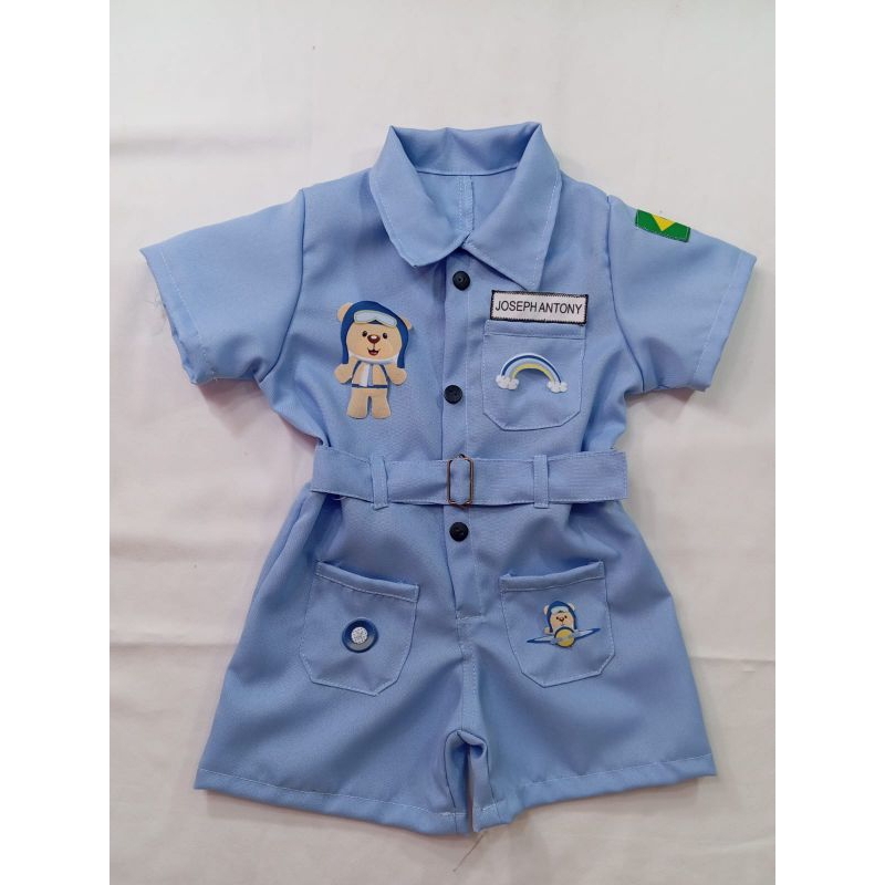 fantasia infantil macacão ursinho aviador em Oferta na Shopee