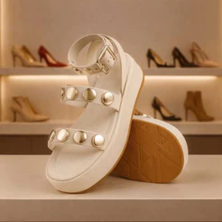 Chinelo Feminino sandália Plataforma com ABS Modelo Moeda confortável