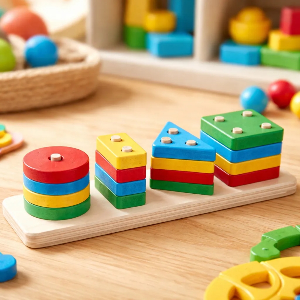 Prancha Forma Geométrica de Encaixe Coloridas Pedagógico e Educativos 16 Peças de Madeira em Oferta na Shopee