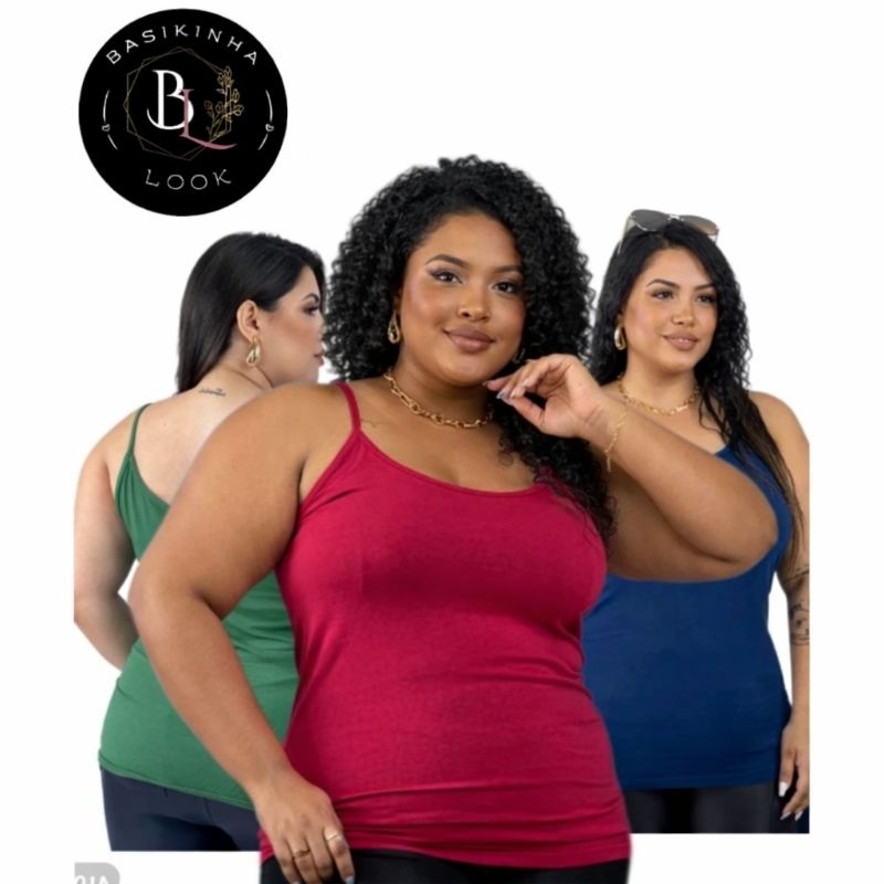 Kit COM 5 Peças Blusa Regata Plus Size Alcinha Em Malha Suede E KIT COM 3 PEÇAS