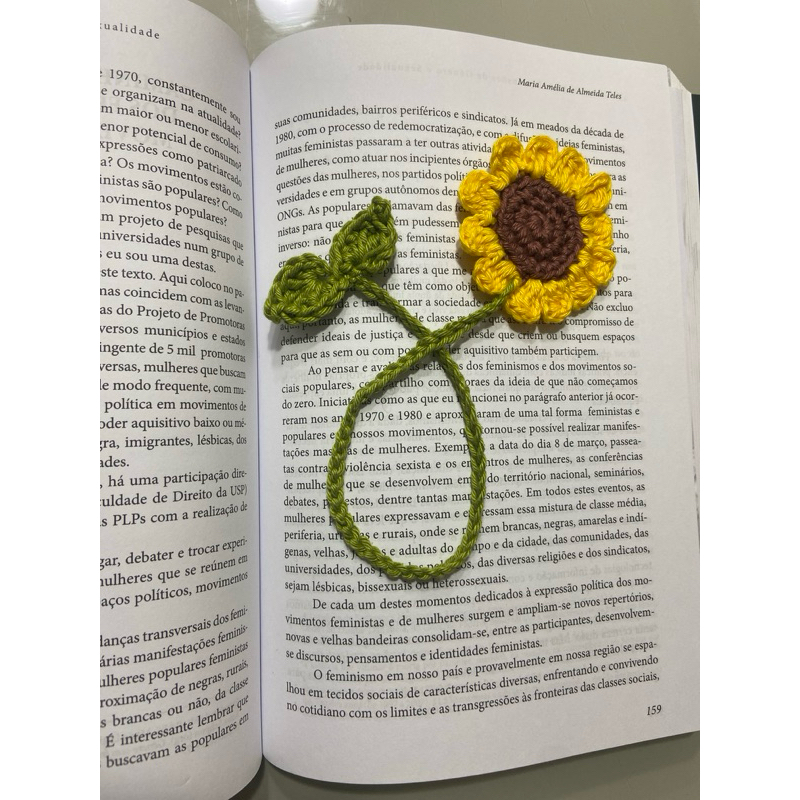 Marcador de página girassol - crochê