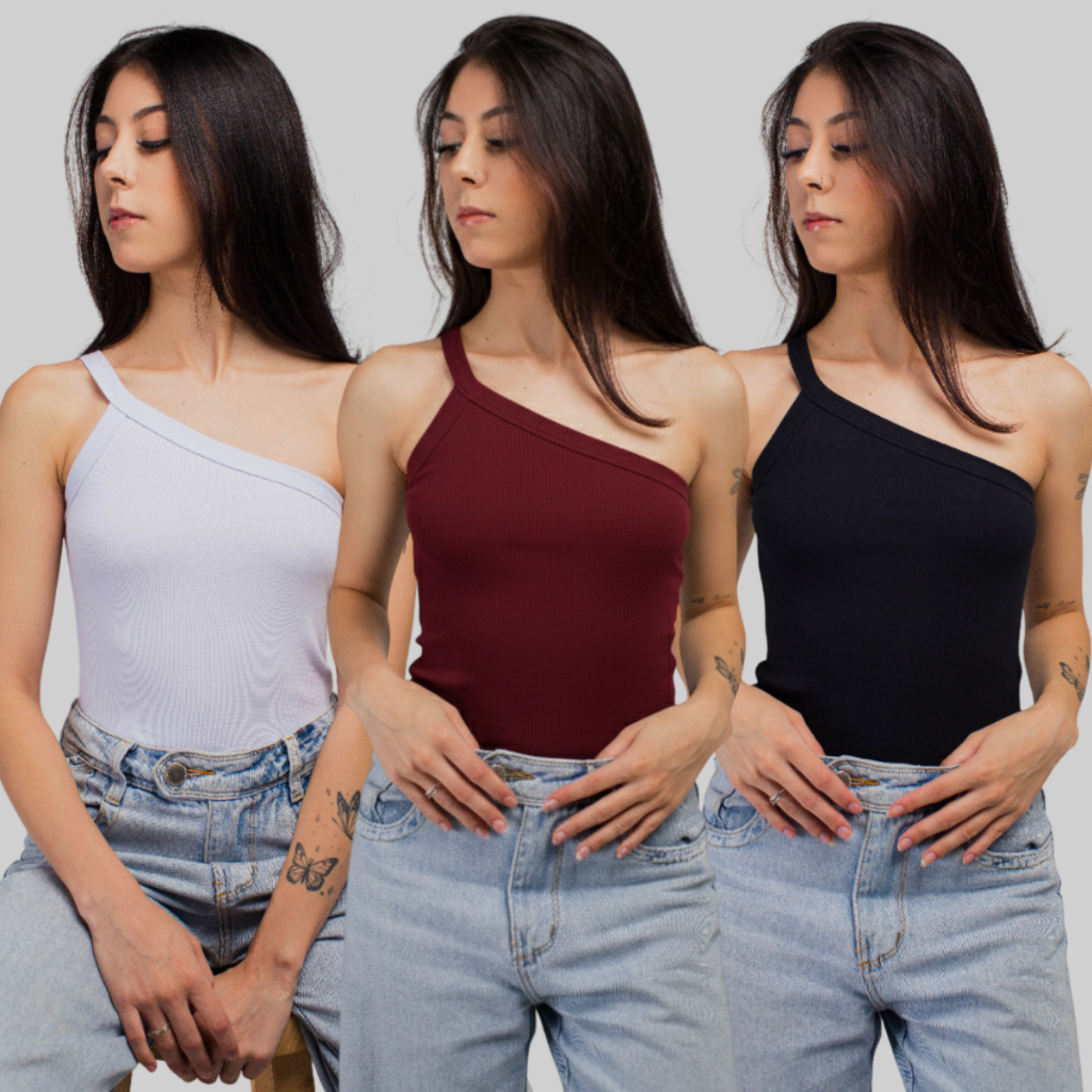 Kit 3 Unidades Regata Canelada Feminina Básica Ribana Algodão Com Elastano Premium Caimento Perfeito