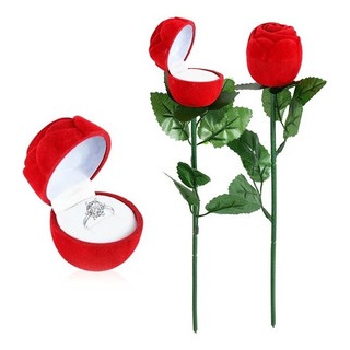 Estojo Caixinha Flor Rosa em Veludo com Cabo – Perfeito para Anel, Aliança e Brincos