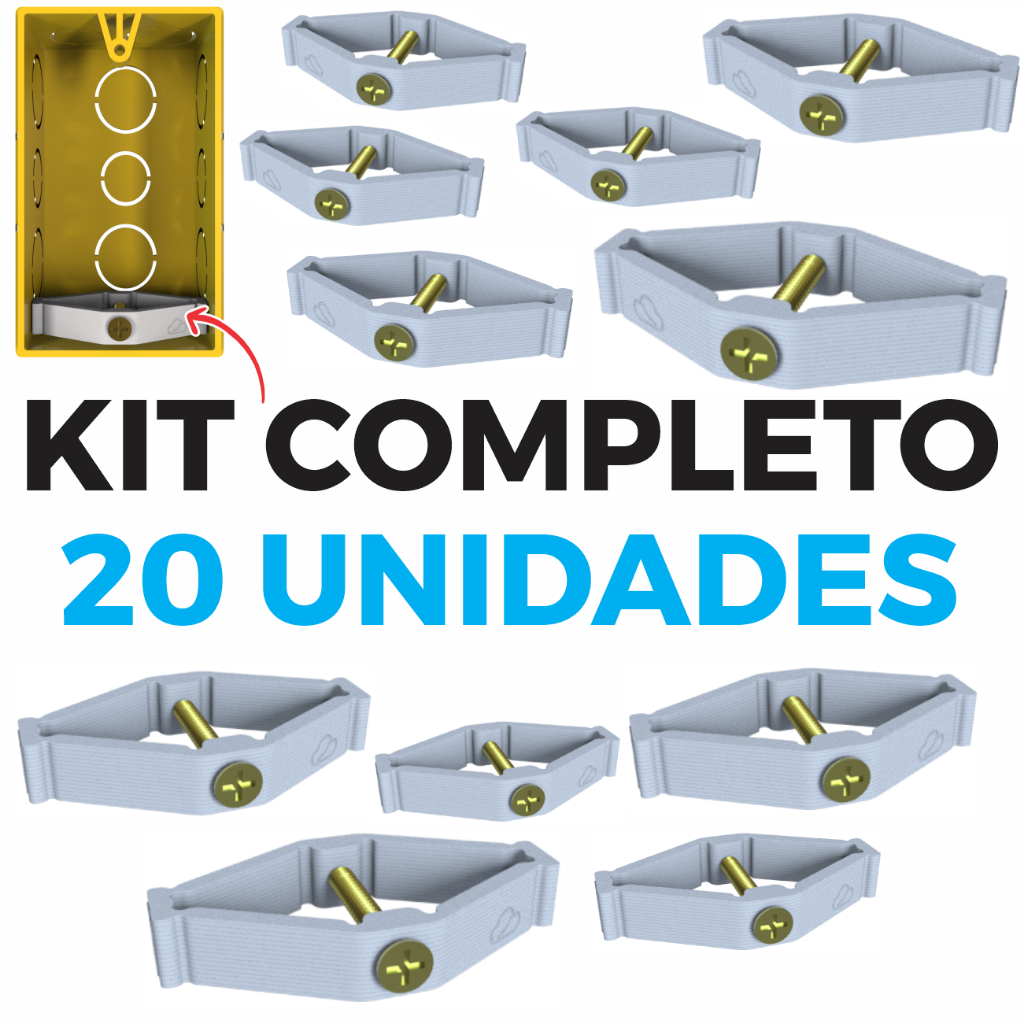 20 Kit Salva Abas Caixinha De Luz P/ Tomada Interruptor Elétrico Reparo Instalação Caixas de Parede
