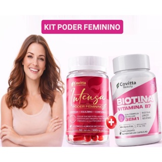 Kit Biotina + Saponinas com L-Arginina 60 Cápsulas| Queda Capilar Pele Unhas | Vitalidade Feminina - Covitta em Oferta na Shopee