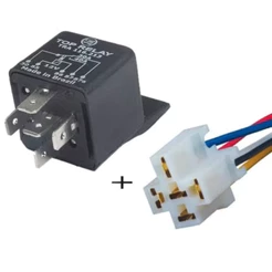 Rele Auxiliar 5 Pinos 12v 40amp universal com chicote