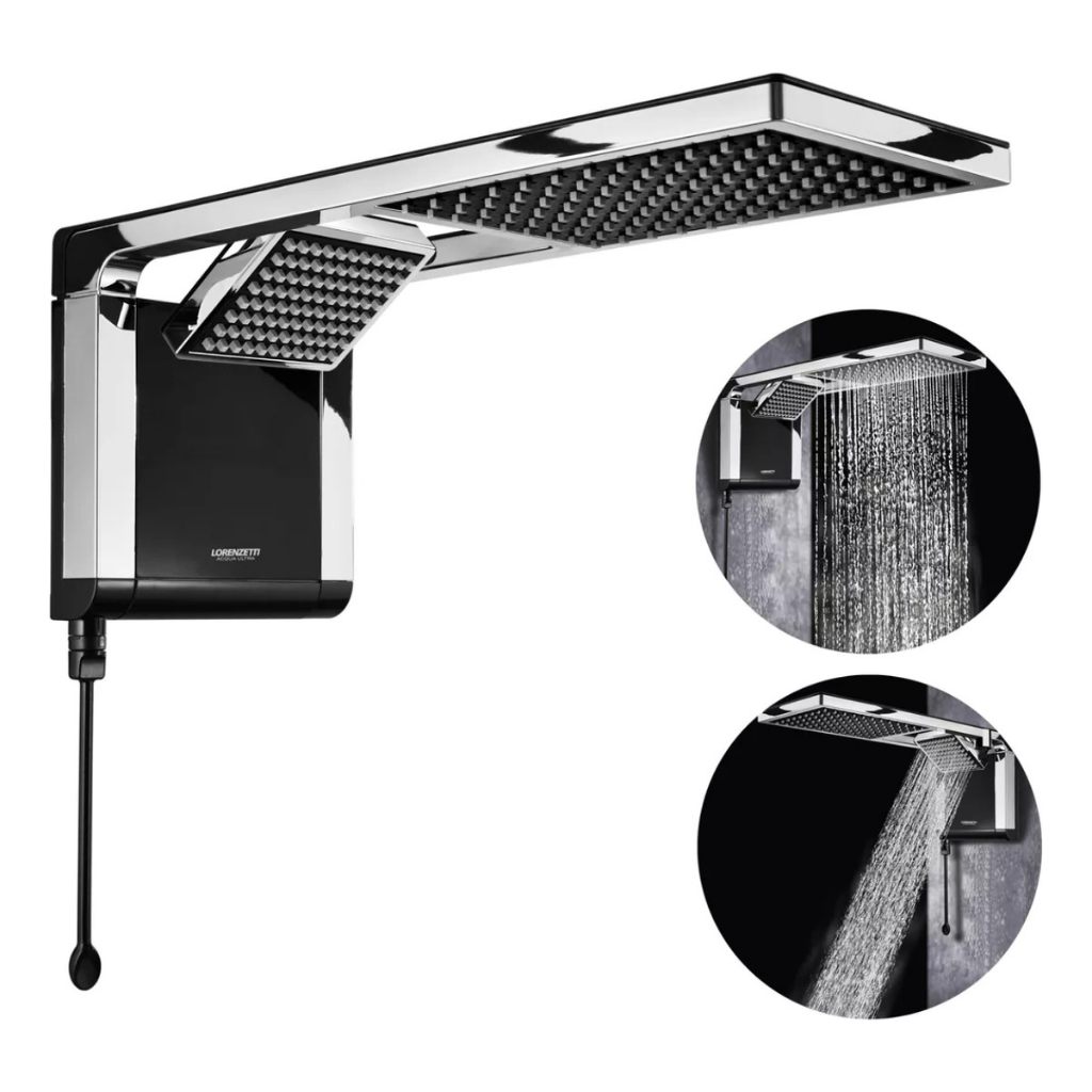 Chuveiro Lorenzetti Acqua Duo Preto e Cromo 7800w 220v