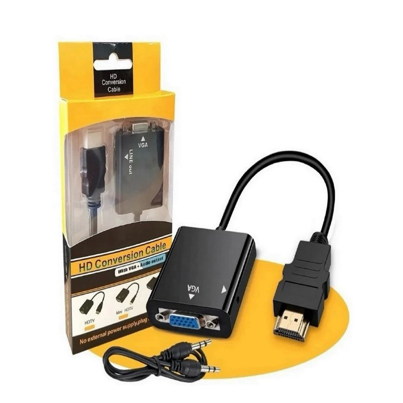 kit 2 Compatível com HDMI To Vga With Audio P2 Video Adapter Converter