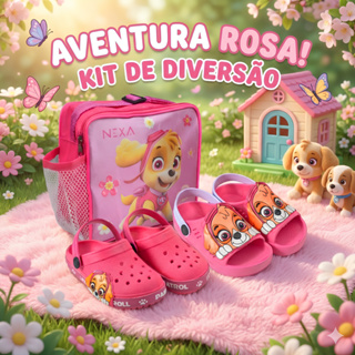 Kit Sandália Infantil +  Babuche Confortável Com Lancheira Escolar Menina Marca Nexa em Oferta na Shopee