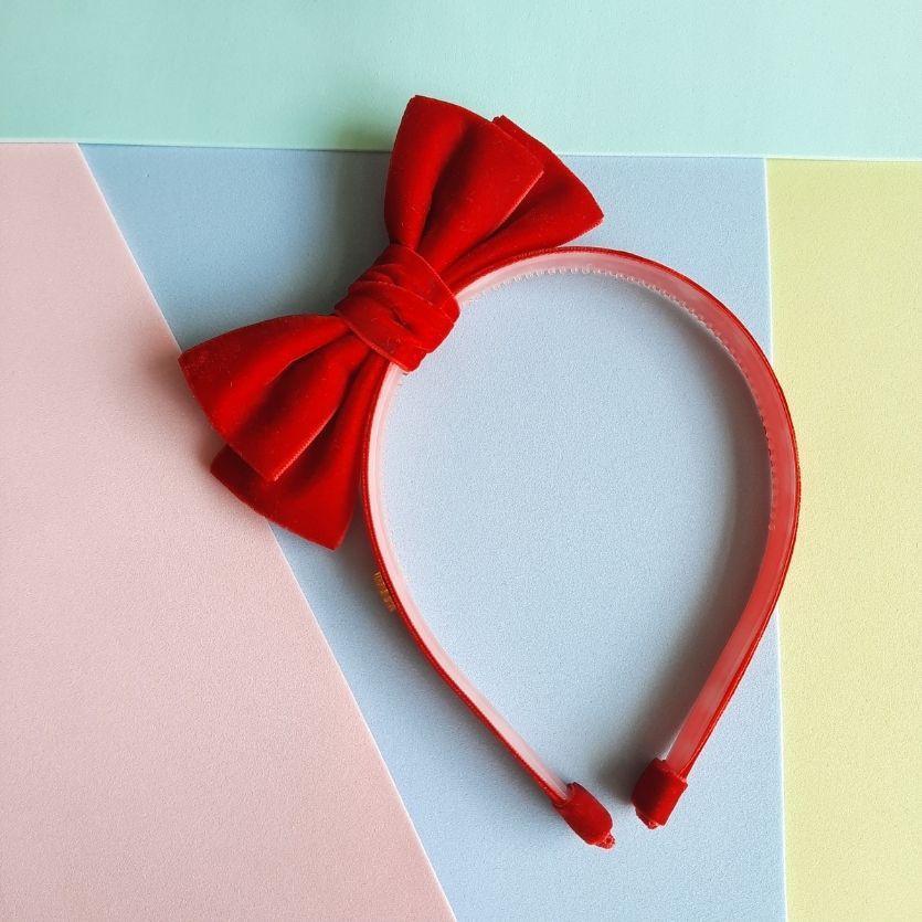 Tiara Laços de Cabelo em Pé Infantil Luxo Veludo Vermelho Preto Branca de Neve Alice