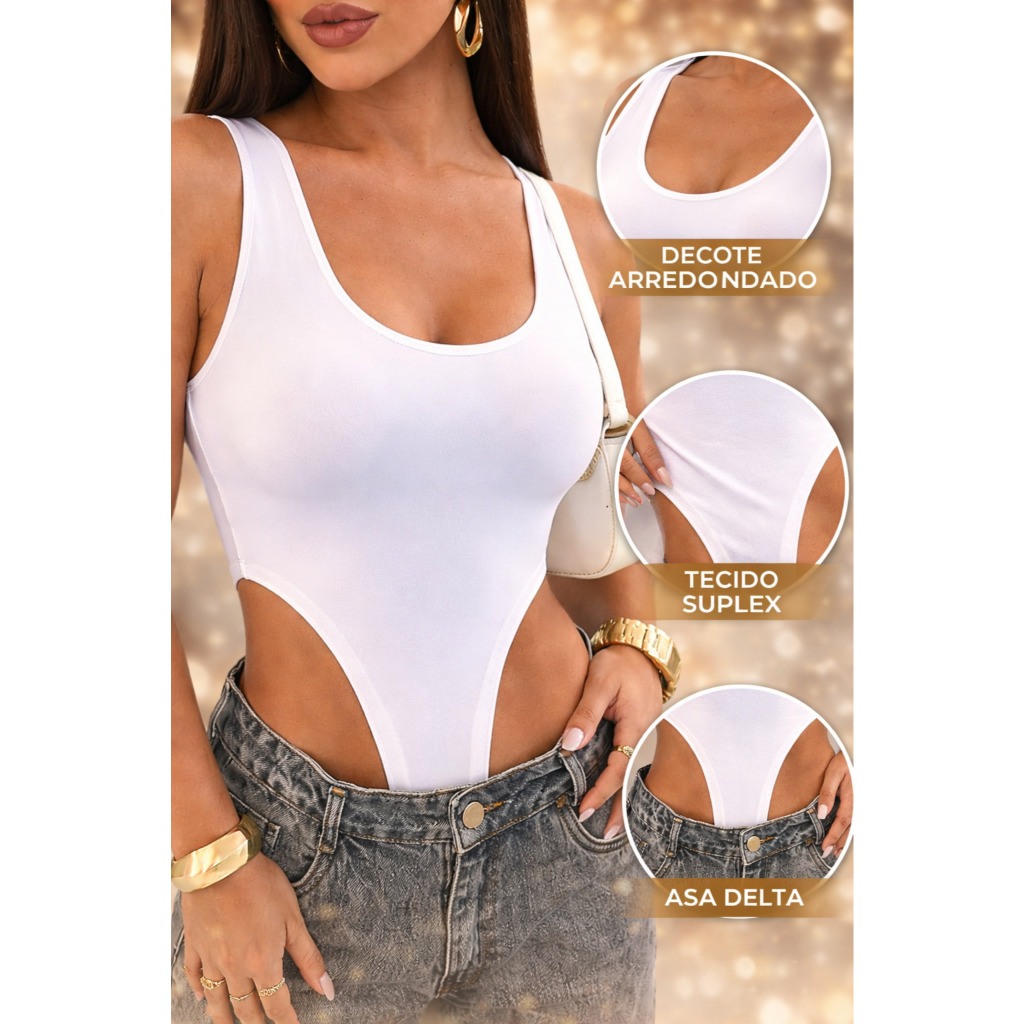 Body Asa Delta Maiô Collant Suplex Feminino Forro Duplo Cavado Bori Sem Bojo - ENVIO IMEDIATO !!!