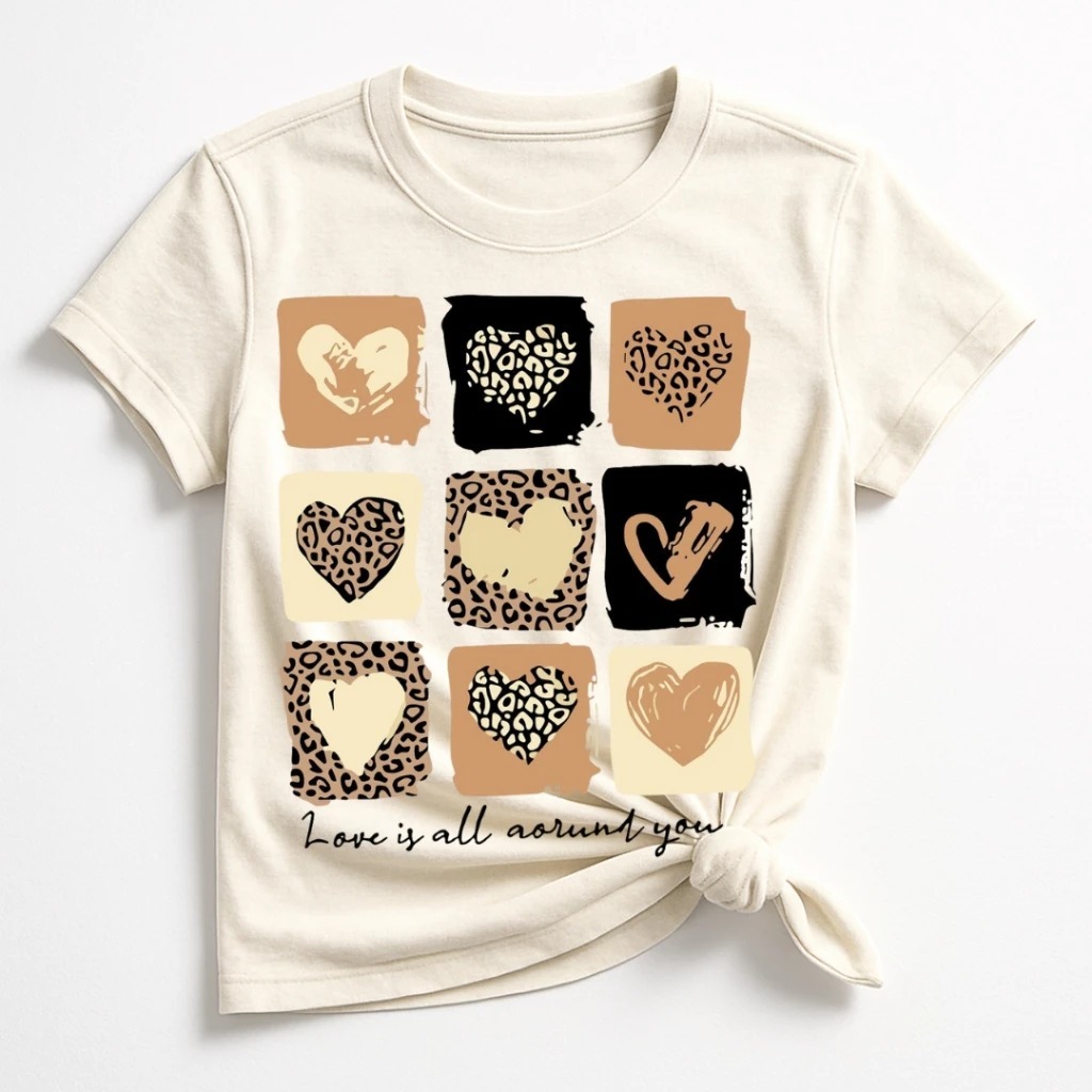 blusa feminina soltinha 100% algodao coração basica dia a dia lindas estampadas e confortavel