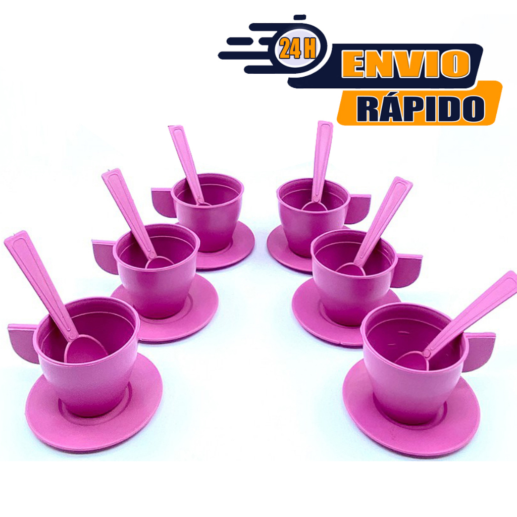 Kit 18 Peças Hora Do Café Xícaras Pires Colheres Plástico brinquedo infantil menina em Oferta na Shopee