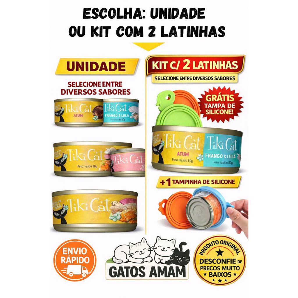 Petisco para Gatos Tiki Cat Natural Alimento Úmido Super Premium 80g | Saudável como Churu Creamy