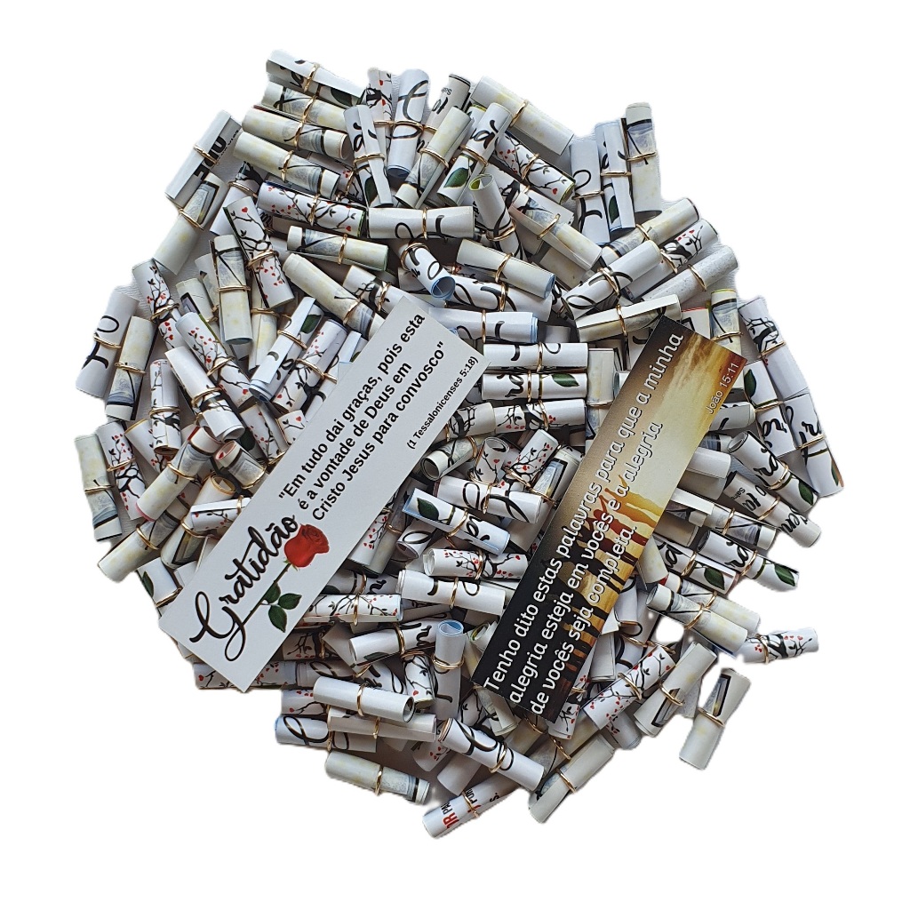 Kit Enroladinhos Bíblicos com 200 unidades - 30 Imagens Diferentes Lembrancinhas Evangélicas Frente Branco em Oferta na Shopee